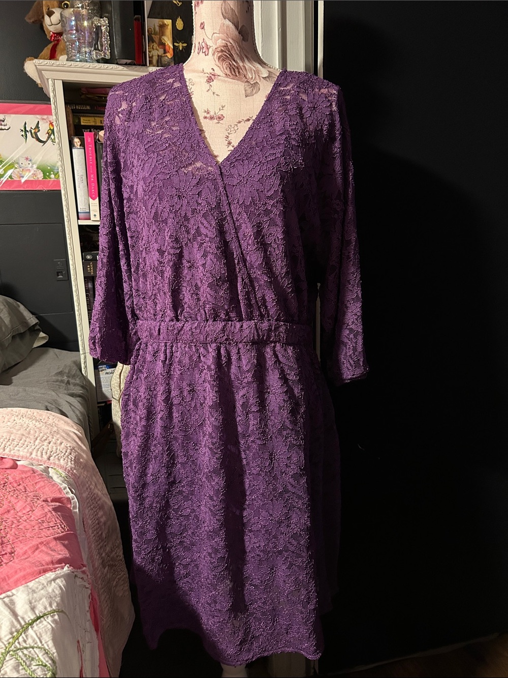 Hugo Boss Purple Lace Wrap Dress Robe